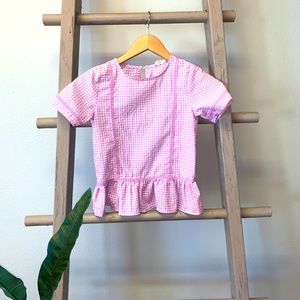Girls purple check short sleeve blouse